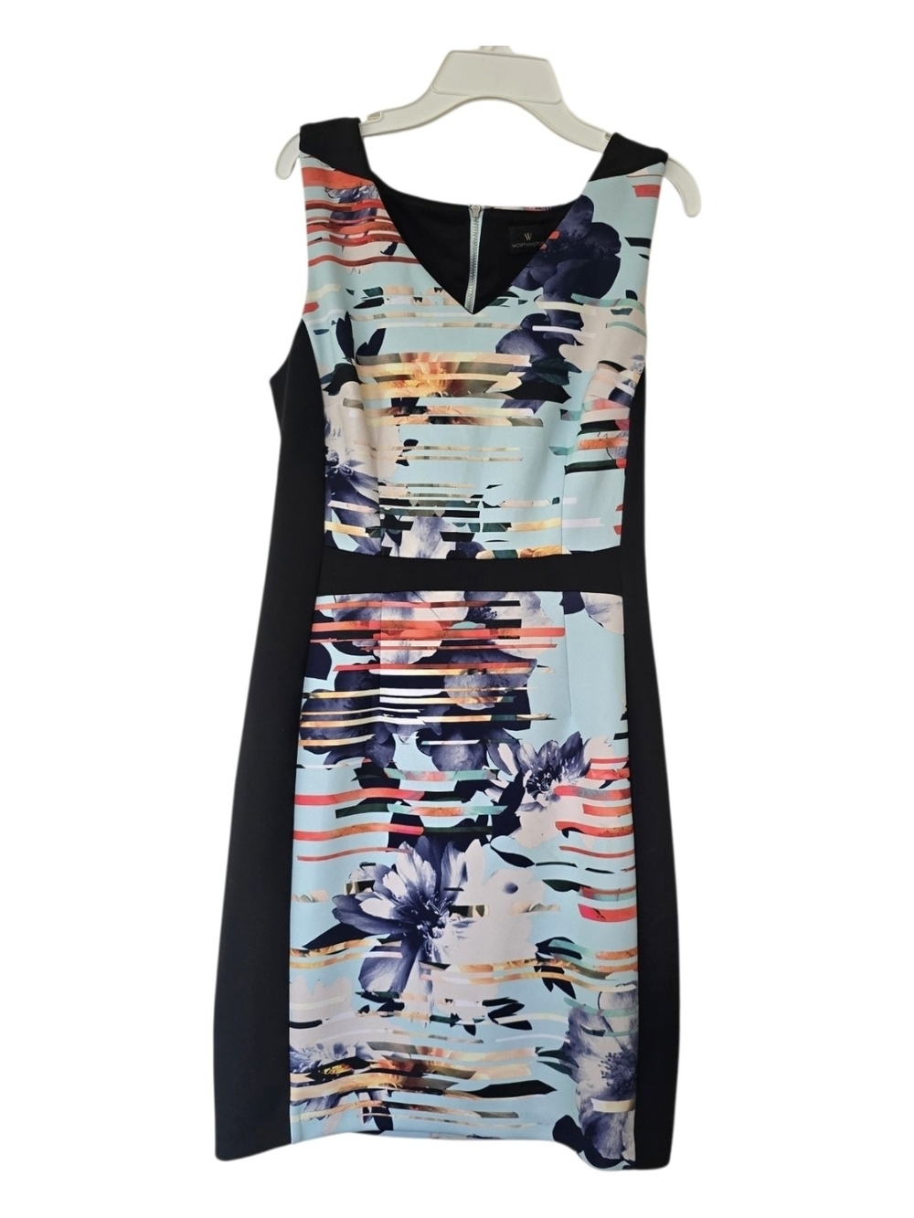 Worthington Floral Colorblock Sheath Dress Size 6 Great Stretch